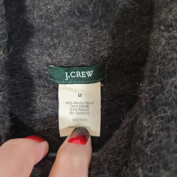 J Crew Wool Aplaca Blend Fuzzy Nubby Turtleneck Sweater Dark Gray Medium - Picture 5 of 7